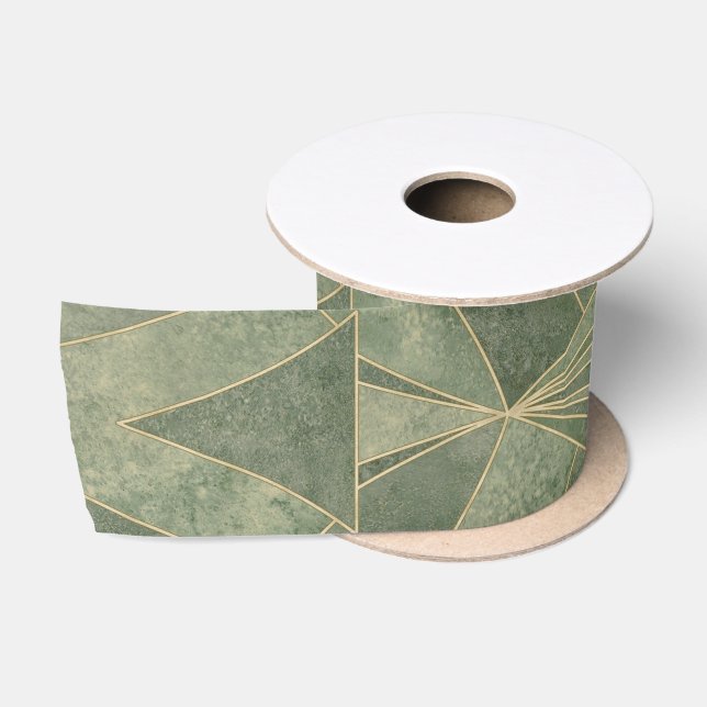 Ruban En Satin Emerald Green et Gold Art déco Motif (Bobine)