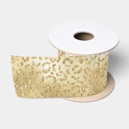 Ruban En Satin Empreinte de léopard Gold Glam Parties scintillant