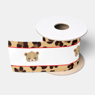 Ruban En Satin Empreinte de léopard Red Quatrefoil cadeau