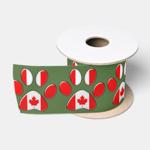 Ruban En Satin empreinte de patte de chat canadien