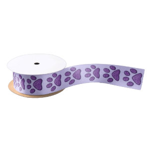 Ruban En Satin empreinte de patte de scintillement de chat -