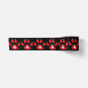 Ruban En Satin empreinte de patte suisse de chien