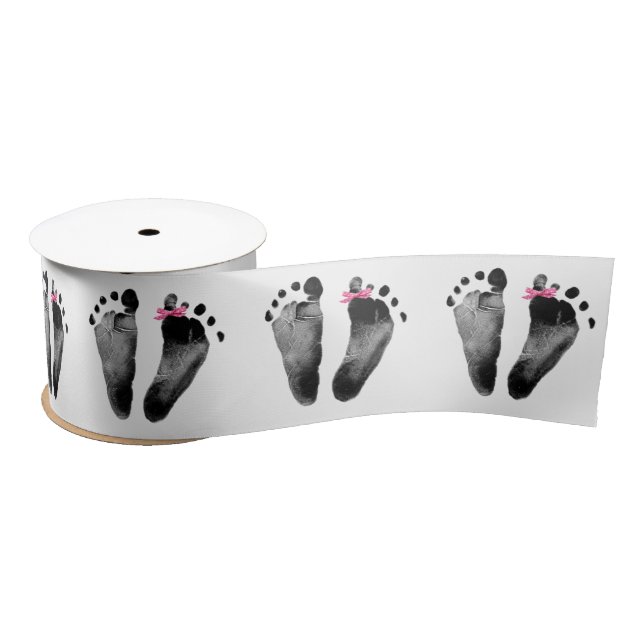 Ruban En Satin Empreintes bébé fille avec mâchoire (Bobine)