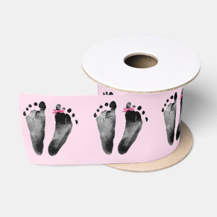 Ruban En Satin Empreintes bébé fille avec mâchoire