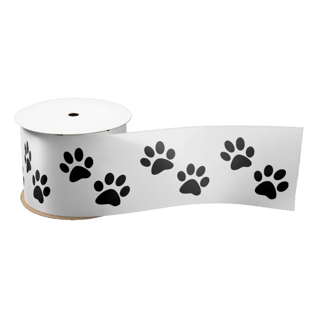 Ruban En Satin Empreintes de pattes 3 pouces (Bobine)