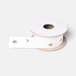 Ruban En Satin Empreintes de pattes boueux sur blanc