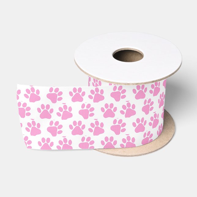 Ruban En Satin Empreintes de pattes Polka Dot (Bobine)