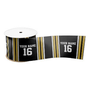 Ruban En Satin Équipe cycliste Black with Gold White Stripes