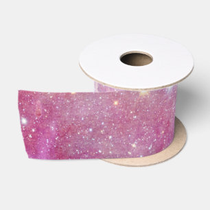 Ruban En Satin Espace étoilé lumière rose étoiles aquarelle Galax