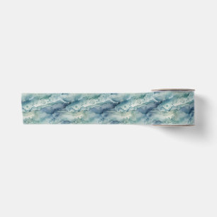 Ruban En Satin Esthétique aquarelle abstraite océan côtier bleu