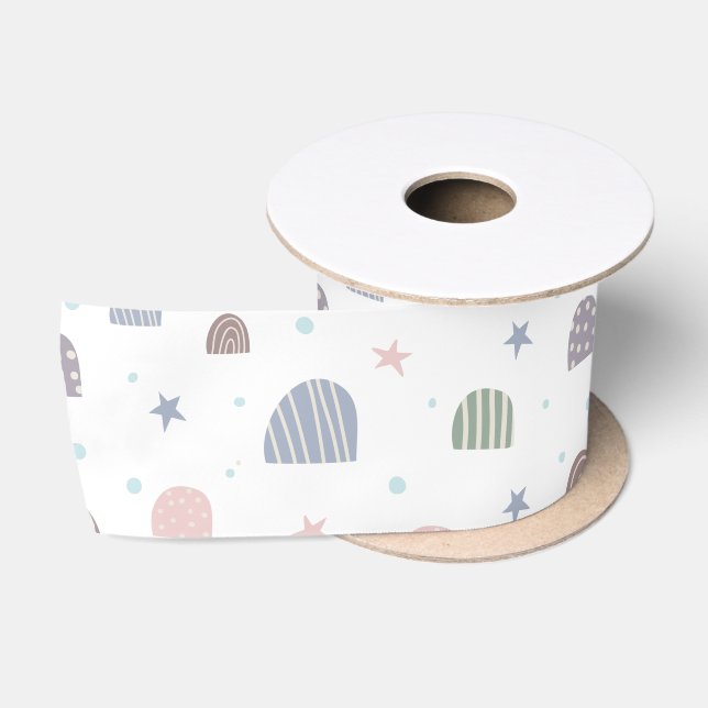 Ruban En Satin étoile boho pastel (Bobine)