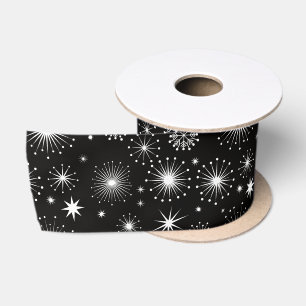 Ruban En Satin Étoiles et flocons de neige de Noël rétro vintage