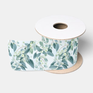 Ruban En Satin Eucalyptus Vert Sage Doux Aquarelle