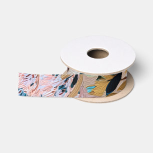Ruban En Satin Event Ribbon   Blue & Gold Botanical Celebration W
