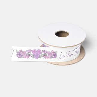 Ruban En Satin Faire-part de mariage Lilac & Fleurs Roses