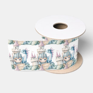 Ruban En Satin Fairytale Dreamy Dragon Blue Knight Baby shower