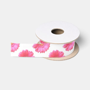 Ruban En Satin Faisée de gerbera rose
