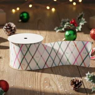Ruban En Satin Falala Pastel Couleurs À damiers Noël Motif