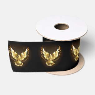 Ruban En Satin Faux Gold Foil Peace Dove en noir