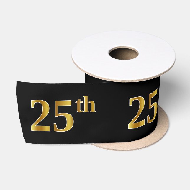 Ruban En Satin Faux/Imitation Gold "25th" Numéro d'événement (Noi (Bobine)