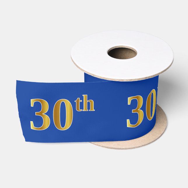 Ruban En Satin Faux/Imitation Gold "30th" Numéro d'événement (ble (Bobine)