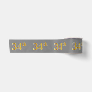 Ruban En Satin Faux/Imitation Gold "34th" Numéro d'événement (Gri
