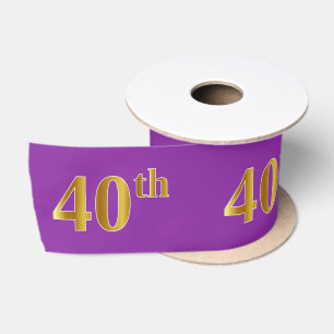 Ruban En Satin Faux/Imitation Gold "40th" Numéro d'événement (