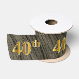 Ruban En Satin Faux/Imitation Gold "40th" Numéro d'événement (