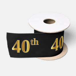Ruban En Satin Faux/Imitation Gold "40th" Numéro d'événement (Noi