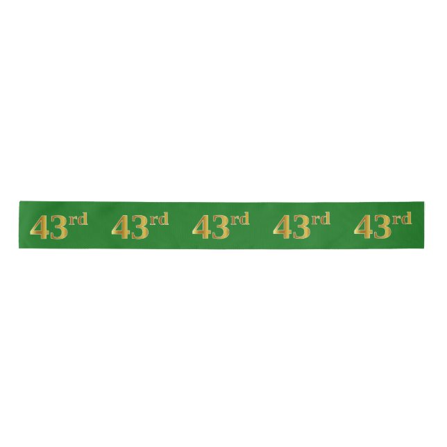 Ruban En Satin Faux/Imitation Gold "43e" Numéro d'événement (Vert (Devant)