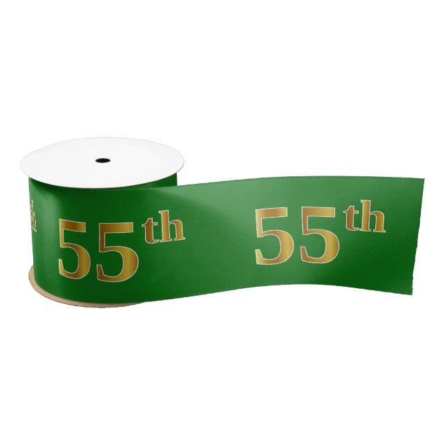 Ruban En Satin Faux/Imitation Gold "55th" Numéro d'événement (Ver (Bobine)