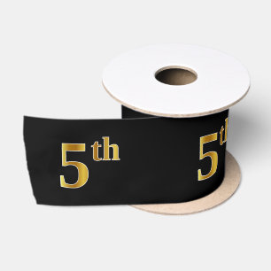Ruban En Satin Faux/Imitation Gold "5th" Numéro d'événement (Noir
