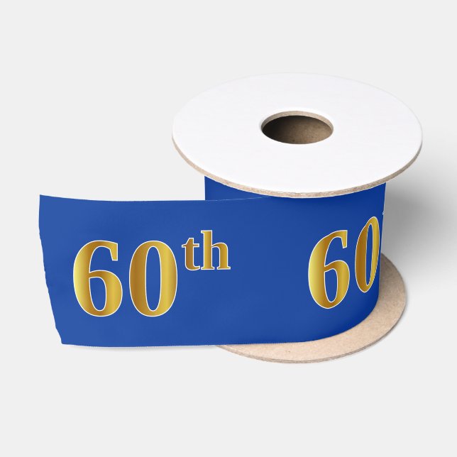 Ruban En Satin Faux/Imitation Gold "60th" Numéro d'événement (ble (Bobine)