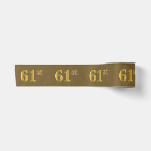 Ruban En Satin Faux/Imitation Gold "61st" Numéro d'événement (Bro