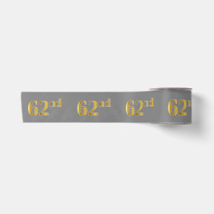 Ruban En Satin Faux/Imitation Gold "62e" Numéro d'événement (Gris