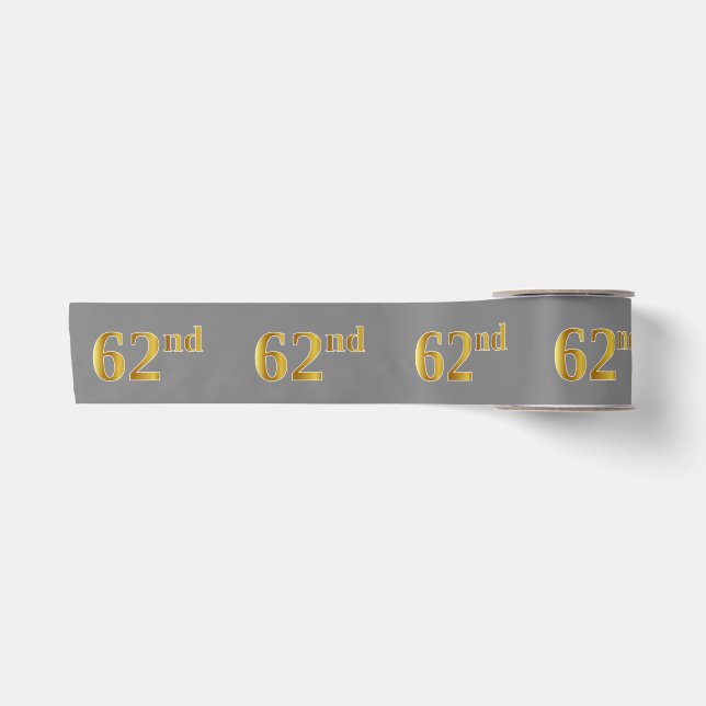Ruban En Satin Faux/Imitation Gold "62e" Numéro d'événement (Gris (Devant)