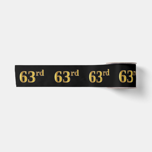Ruban En Satin Faux/Imitation Gold "63e" Numéro d'événement (Noir (Devant)