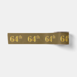 Ruban En Satin Faux/Imitation Gold "64th" Numéro d'événement (Bro
