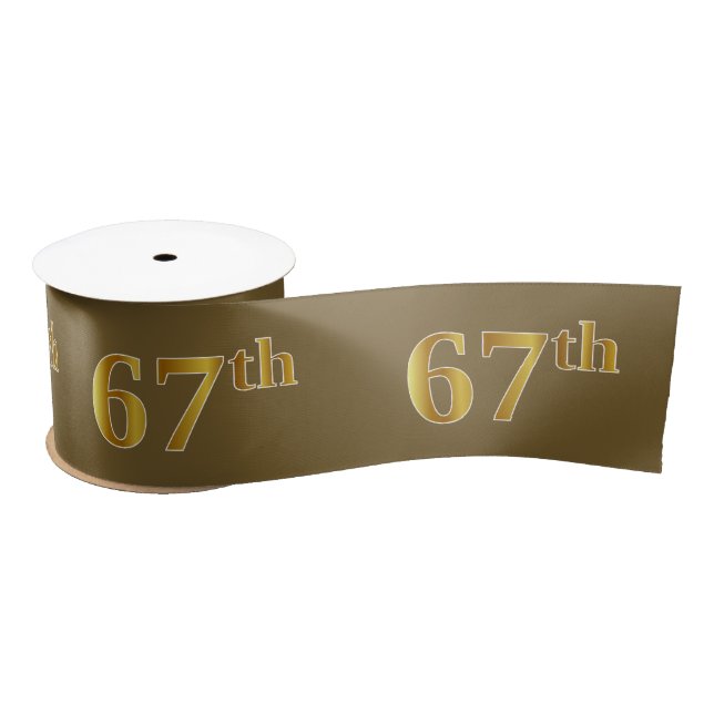 Ruban En Satin Faux/Imitation Gold "67th" Numéro d'événement (Bro (Bobine)
