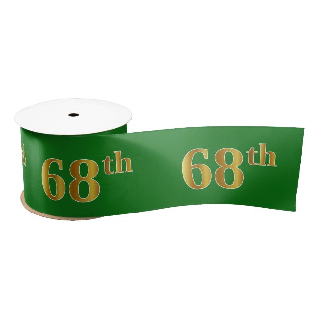 Ruban En Satin Faux/Imitation Gold "68th" Numéro d'événement (Ver (Bobine)