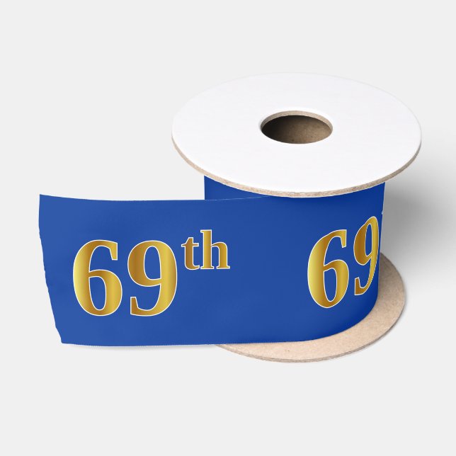 Ruban En Satin Faux/Imitation Gold "69th" Numéro d'événement (ble (Bobine)