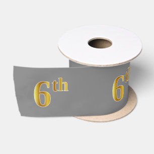 Ruban En Satin Faux/Imitation Gold "6th" Numéro d'événement (Gris