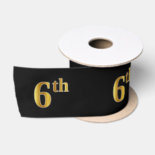 Ruban En Satin Faux/Imitation Gold "6th" Numéro d'événement (Noir