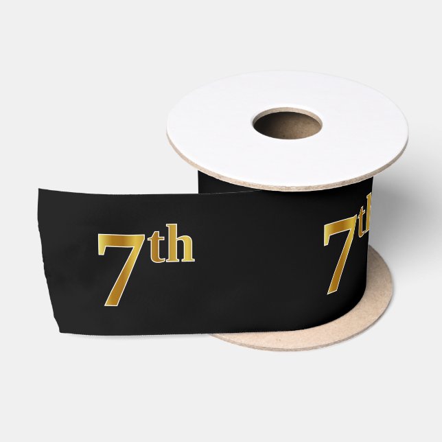 Ruban En Satin Faux/Imitation Gold "7th" Numéro d'événement (Noir (Bobine)
