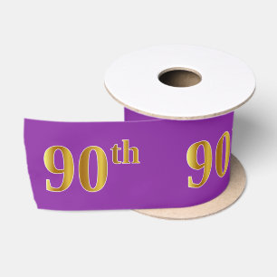 Ruban En Satin Faux/Imitation Gold "90th" Numéro d'événement (