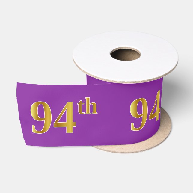Ruban En Satin Faux/Imitation Gold "94th" Numéro d'événement (vio (Bobine)