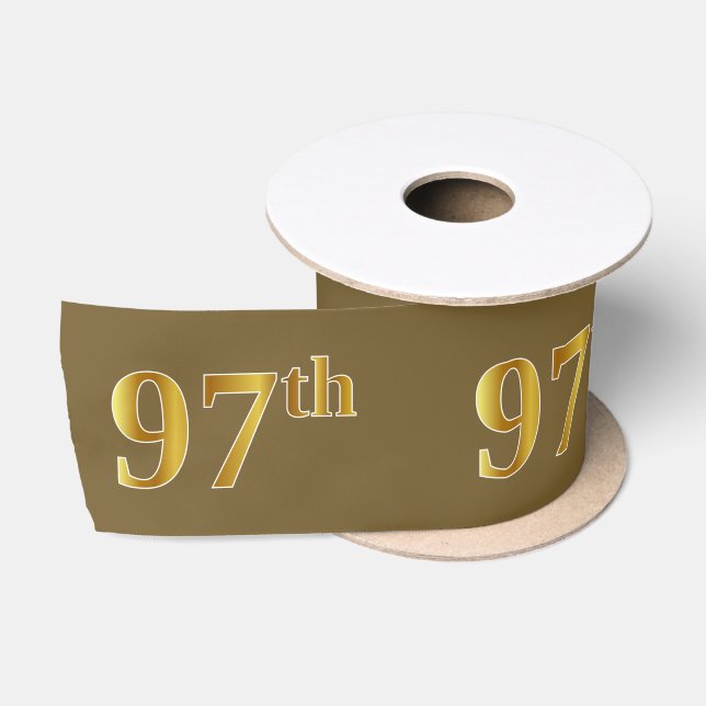 Ruban En Satin Faux/Imitation Gold "97th" Numéro d'événement (Bro (Bobine)
