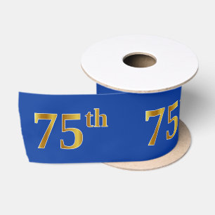 Ruban En Satin Faux/Imitation Or "75ème" Numéro d'événement (Bleu