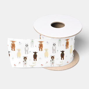 Ruban En Satin Ferme d'animaux mignons chèvres