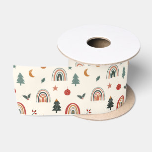 Ruban En Satin Festif de Noël mignon Rainbows Motif de vacances